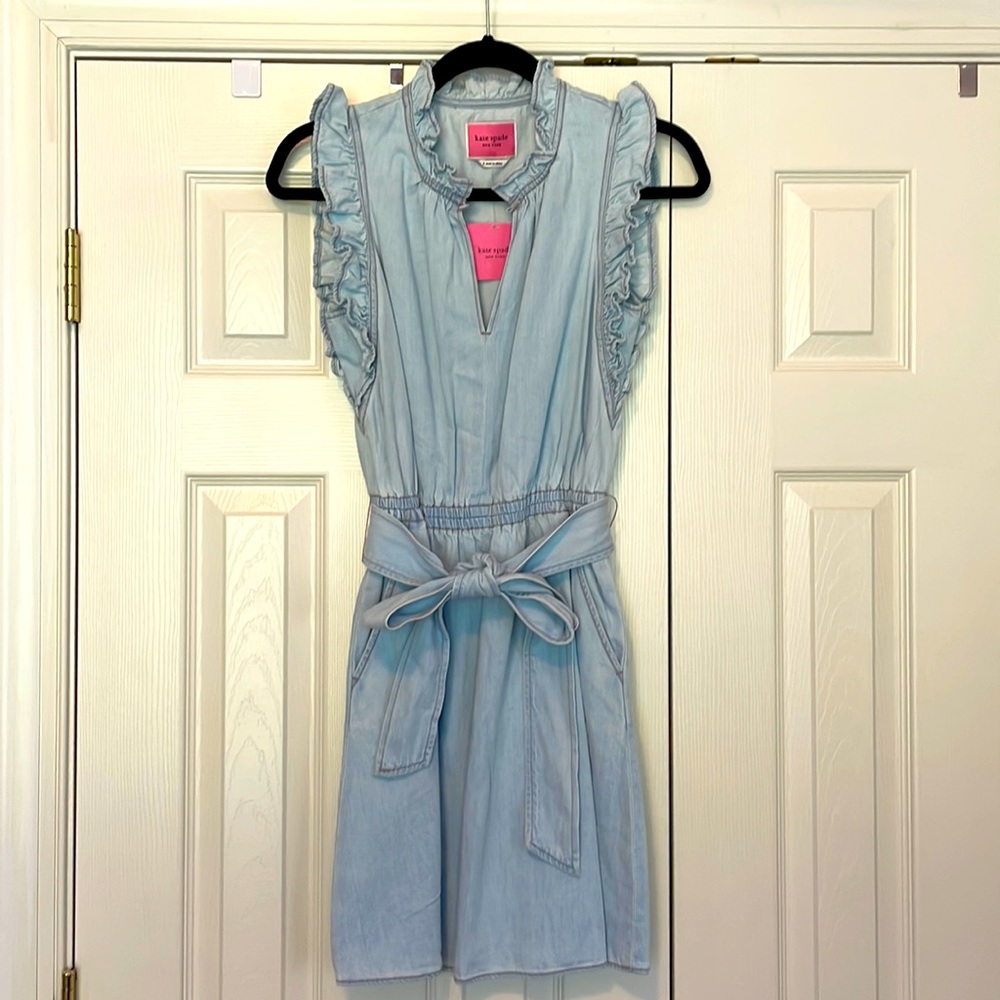 NWT Kate Spade Denim Ruffle Dress - Size Small